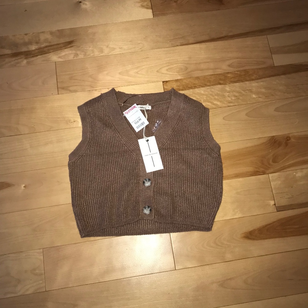 Brown Button-Down Sweater-Vest